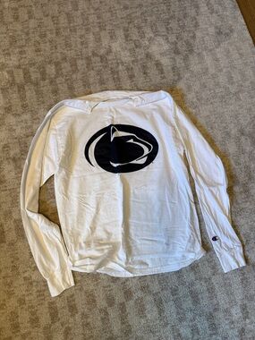 Champion White Long Sleeve Tee with Penn State Logo